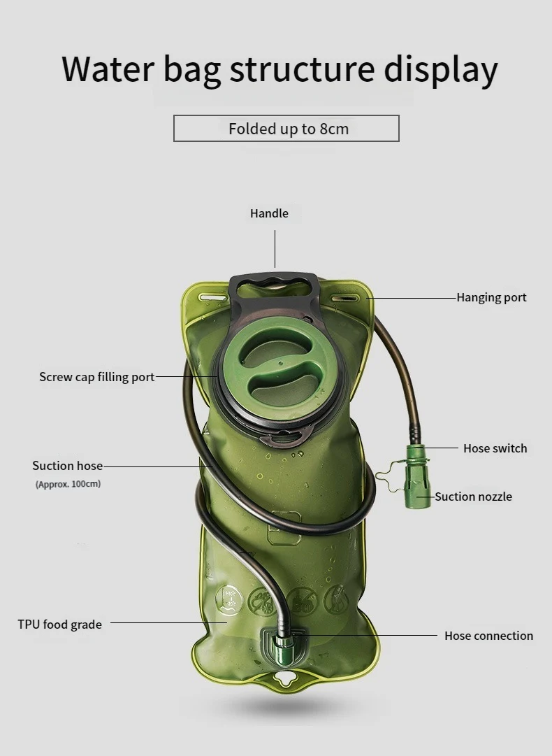 Water Bladder Hydration Backpack 2L Large Capacity EVA Water Bags Reservoir For Running Cycling Hydration Water Storage Bag - Image 14