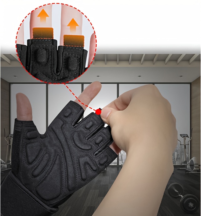 Unisex Fitness Training Gloves - Half Finger Design with Wrist Support, Microfiber Material for Gym, Weightlifting, Dumbbells & Bells - Indoor & Outdoor Sports Gloves, Black, Workout Accessories, Sleek Sports Design, Durable Sports Gloves - Image 8