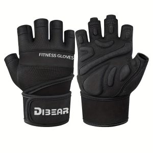 Unisex Fitness Training Gloves - Half Finger Design with Wrist Support, Microfiber Material for Gym, Weightlifting, Dumbbells & Bells - Indoor & Outdoor Sports Gloves, Black, Workout Accessories, Sleek Sports Design, Durable Sports Gloves