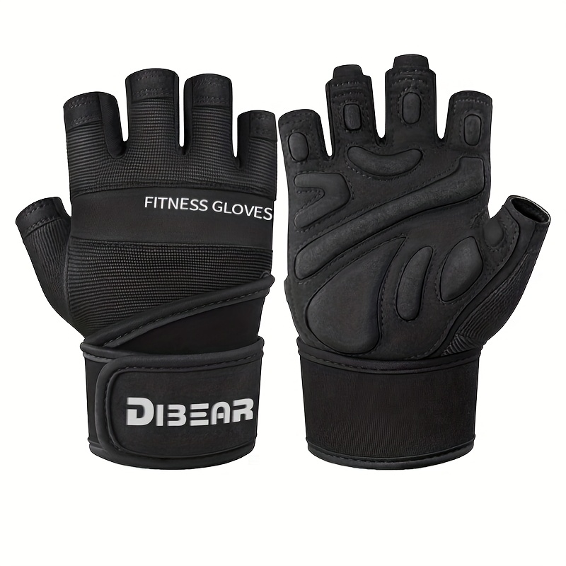 Unisex Fitness Training Gloves - Half Finger Design with Wrist Support, Microfiber Material for Gym, Weightlifting, Dumbbells & Bells - Indoor & Outdoor Sports Gloves, Black, Workout Accessories, Sleek Sports Design, Durable Sports Gloves