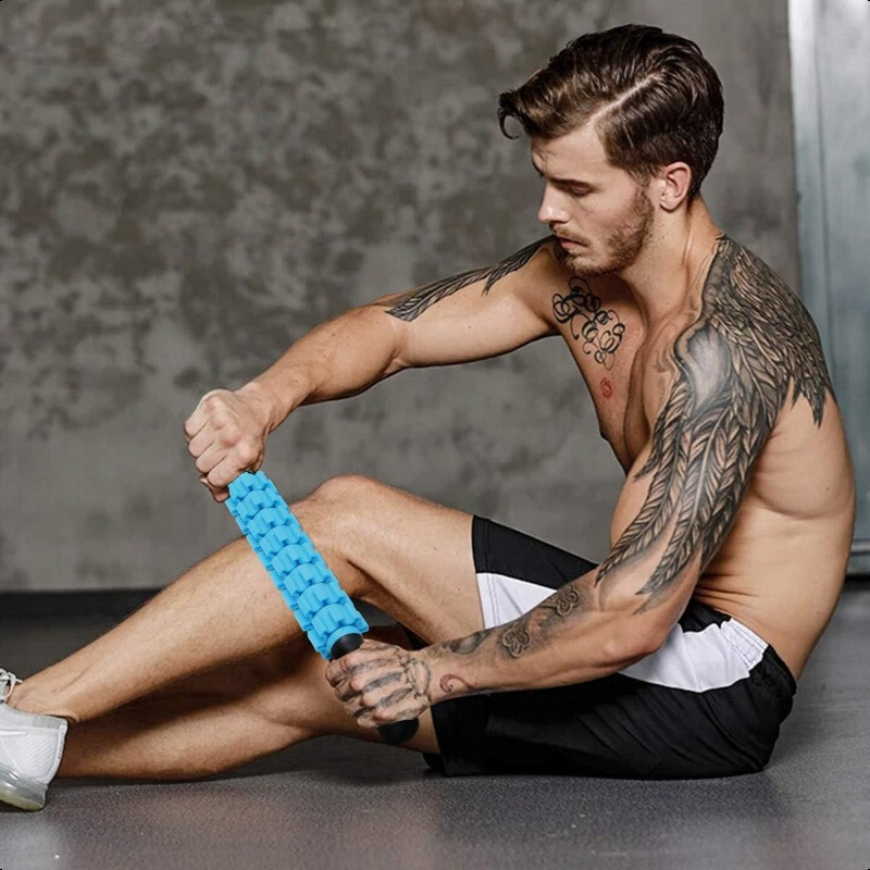 Deep Tissue Muscle Roller Stick for Legs, Calf, Thigh & Neck - Blue Sponge Relax Tool for Post-Workout Relief, Trigger Point Massage & Muscle Recovery - Durable PE/TPE Design, Workout Accessories - Image 6