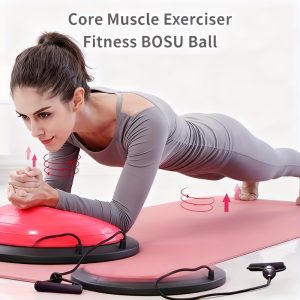 Core Muscle Exerciser Fitness BOSU Ball - Thickened Yoga Balance Ball for Pilates, Core Workouts & Home Gym - Durable PVC Indoor Exercise Equipment with Ergonomic Design, Perfect Halloween & Christmas Gift for Adults, Workout Accessories, Sleek Exercise T