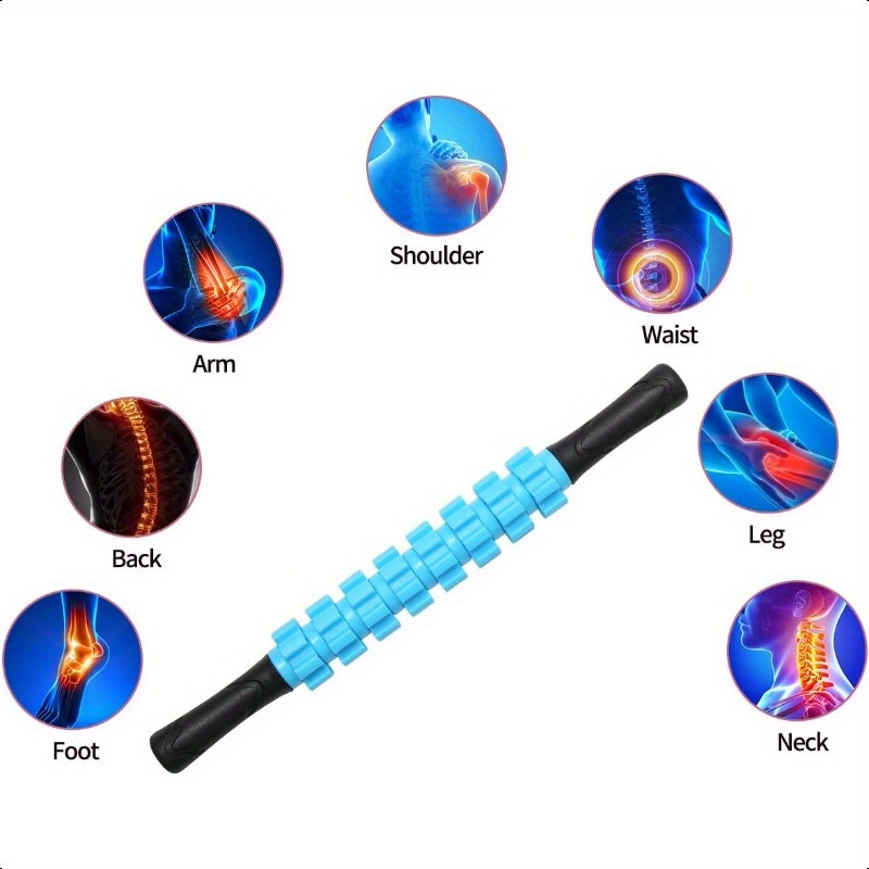 Deep Tissue Muscle Roller Stick for Legs, Calf, Thigh & Neck - Blue Sponge Relax Tool for Post-Workout Relief, Trigger Point Massage & Muscle Recovery - Durable PE/TPE Design, Workout Accessories - Image 5